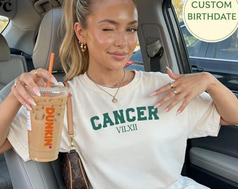 Personalized Cancer Gift, Comfort Colors Cancer Shirt with Customized Birth Date