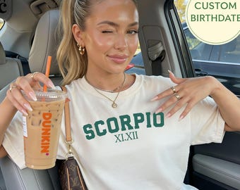 Personalized Scorpio Gift, Comfort Colors Scorpio Shirt with Customized Birth Date