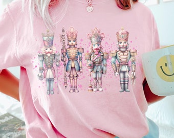 Pink Nutcracker Christmas T-Shirt: Comfort Colors Vintage Holiday Tee