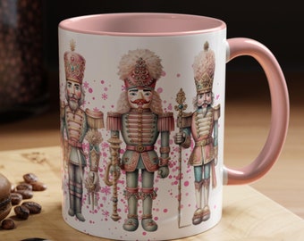 Pink Nutcracker Mug, Pink Christmas Mug, Pastel Xmas Gift for Her, Dance Teacher Gift, Nutcracker Ballet Coffee Cup, Cute Hot Cocoa Mug