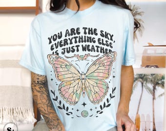Positive Shirt, Mental Health Tshirt, Mystical Shirt, Vintage Butterfly Tee, Yoga Meditation Shirt, Psychedelic Shirt, Bhakti Yoga Shirt