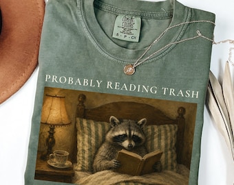 Reading Comfort Colors® Shirt Book Lover Raccoon T-Shirt Cozy Librarian Bookworm Tee Romance Bibliophile TShirt Vintage Smut Reader T-Shirt