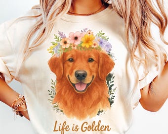 Red Golden Retriever Shirt, Life Is Golden, Golden Mom Tshirt, Mahogany Retriever Tee, Goldie Mom Shirt, Cute Dog T-shirt, Dog Lover Gift