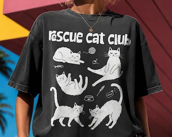 Rescue Cat Club T-Shirt, Cute Cat Lover Gift, Adorable Cat Mom Tee, Adopt Don't Shop Shirt, Pet Rescue Advocate Apparel, Cozy Cat Fan Gift