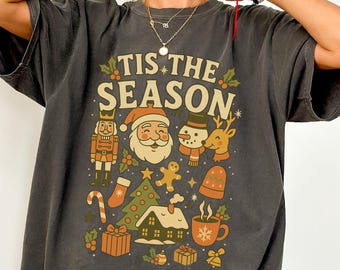 Retro Christmas Shirt: Comfort Colors Vintage Santa Tee