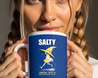 Salty Liberal Witch, 15 OZ Mug, Leftist Parody, Halloween, Anti Trump, Radicalized By Basic Decency Political Statement, Activist Tea Mug