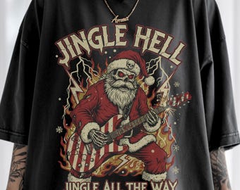Scary Santa Goth Christmas Shirt, Skeleton Santa Holiday Top, Funny Dark Humor Xmas Gift