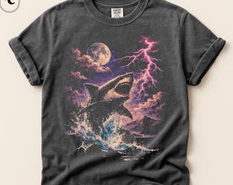 Shark Shirt, Dark Fantasy Ocean Graphic Tee, Vintage Sea Animals Shirt