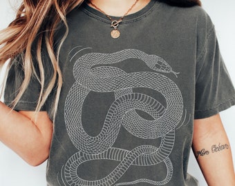 Snake Shirt, Comfort Colors, Year of the Snake, Whimsical Goth Tshirt, Meditation Tee, Goblincore, Mystical Witchy T-shirt, Medusa Vibes Tee