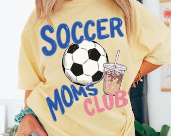 Soccer Mom Coffee Club Comfort Colors® Shirt Retro Coffee Lover Soccer TShirt Sports Mom Player T-Shirt Game Day Ball Tee Soccer Team