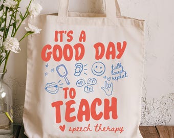 Speech Therapy Teacher Tote Bag, SLP Teacher Gift, Teacher Appreciation Gift, Cotton Canvas Bag, Teacher Gift Bag, Speech Pathologist Gift
