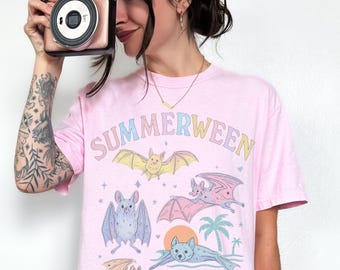 Summerween Shirt, Bat Shirt, Summer-ween Tshirt, Cute Summer Halloween Tee, Summerween Party, Halloweener T-shirt, Year Round Halloween