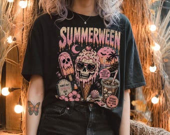 Summerween Shirt, Pastel Goth Halloween Tee, Spooky Summer Graphic Tee