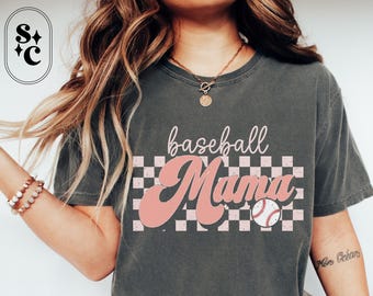 T-Ball Mom Shirt, Baseball Mama Shirt, Baseball Mom Era, Game Day Tshirt, In My Boy Mom Era, Comfort Colors, Retro Checkered Baseball Tee