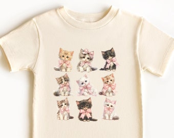 Toddler Cat Shirt, Toddler Kitten Shirt, Cute Toddler Girl Tshirt, Girl Who Loves Cats, Cat Themed Gift, Pink Bow Kitten Tshirt