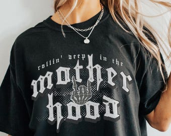 Trendy Motherhood Shirt, Cool Mom Tshirt, Comfort Colors, Rocker Mom Shirt, Funny Mama T shirt, Edgy Grunge Mama Tee, Mother Hood Shirt