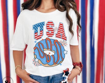 USA Donut Shirt, Fourth of July Shirt, Funny 4th of July Tee, Patriotic USA Tshirt, Fireworks Shirt, Parade T-shirt, Independence Day Shirt