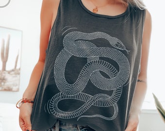 Yoga Tank, Snakes Shirt, Yogi Gift, Comfort Colors Tank Top, Meditation Shirt, Goth Goblincore, Whimsigoth Tee, Serpent Tshirt, Zen Clothes