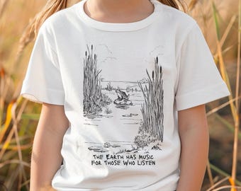 Youth Frog Shirt, Kids Zen Meditation Tee, Cute Frog T-shirt, Kids Spiritual Tee, Youth Music Lover Gift, Youth Nature Lover Tshirt