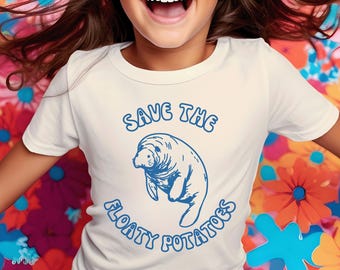 Youth Manatee Shirt, Funny Kids Ocean Conservation Tee, Cute Beach T-shirt, Kids Sea Life Tee, Youth Animal Lover Gift, Save the Manatees